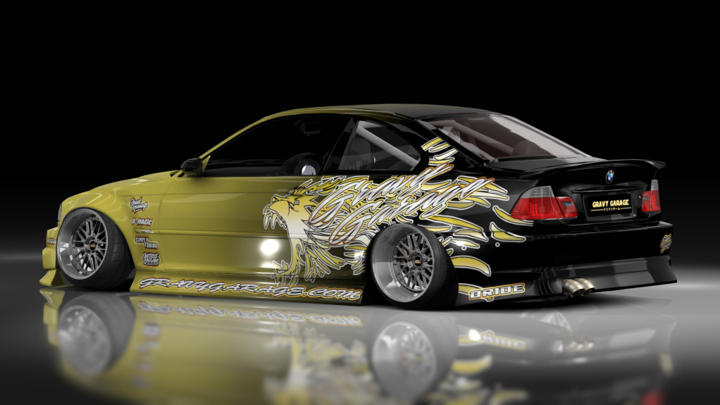 - AiO.v2 - GravyGarage BMW E46, skin wurr black gold gradient gold reverse