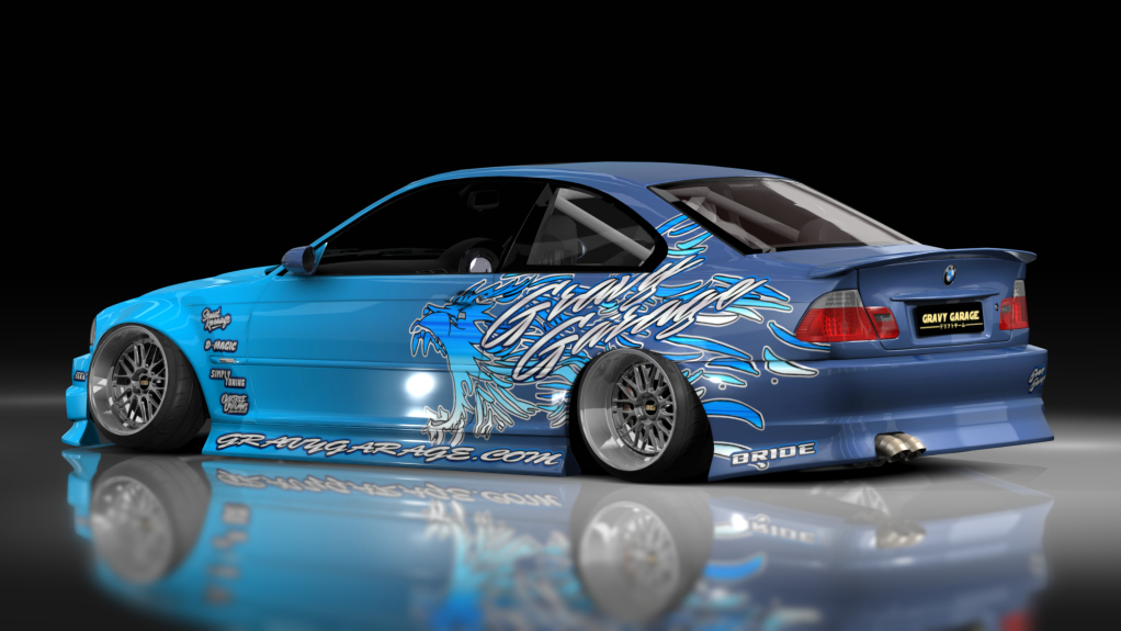 - AiO.v2 - GravyGarage BMW E46, skin wurr blue to dark blue gradient