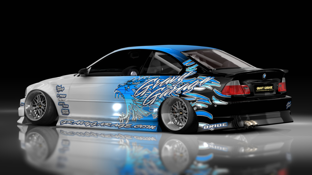 - AiO.v2 - GravyGarage BMW E46, skin wurr white blue gradient blue